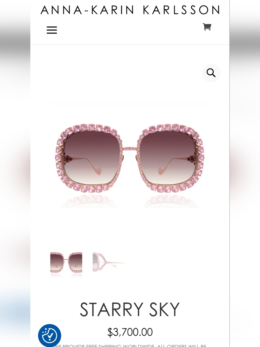 Anna-Karin Karlsson Starry Sky Rose Gold Crystal Sunglasses